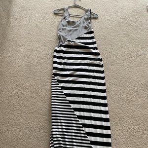 Aqua Black and White Stripe Tank Maxi Dress Sz s